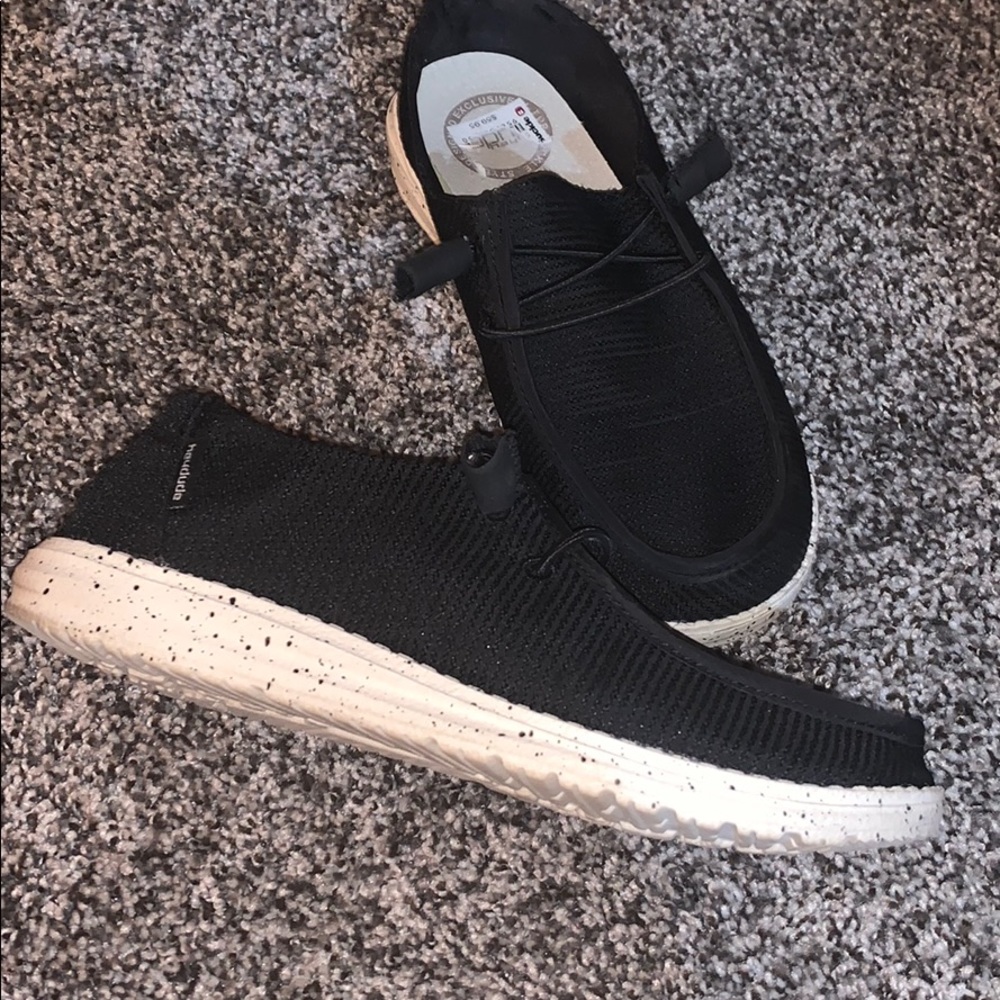 HEY Dude shoes (black with light sparkle)